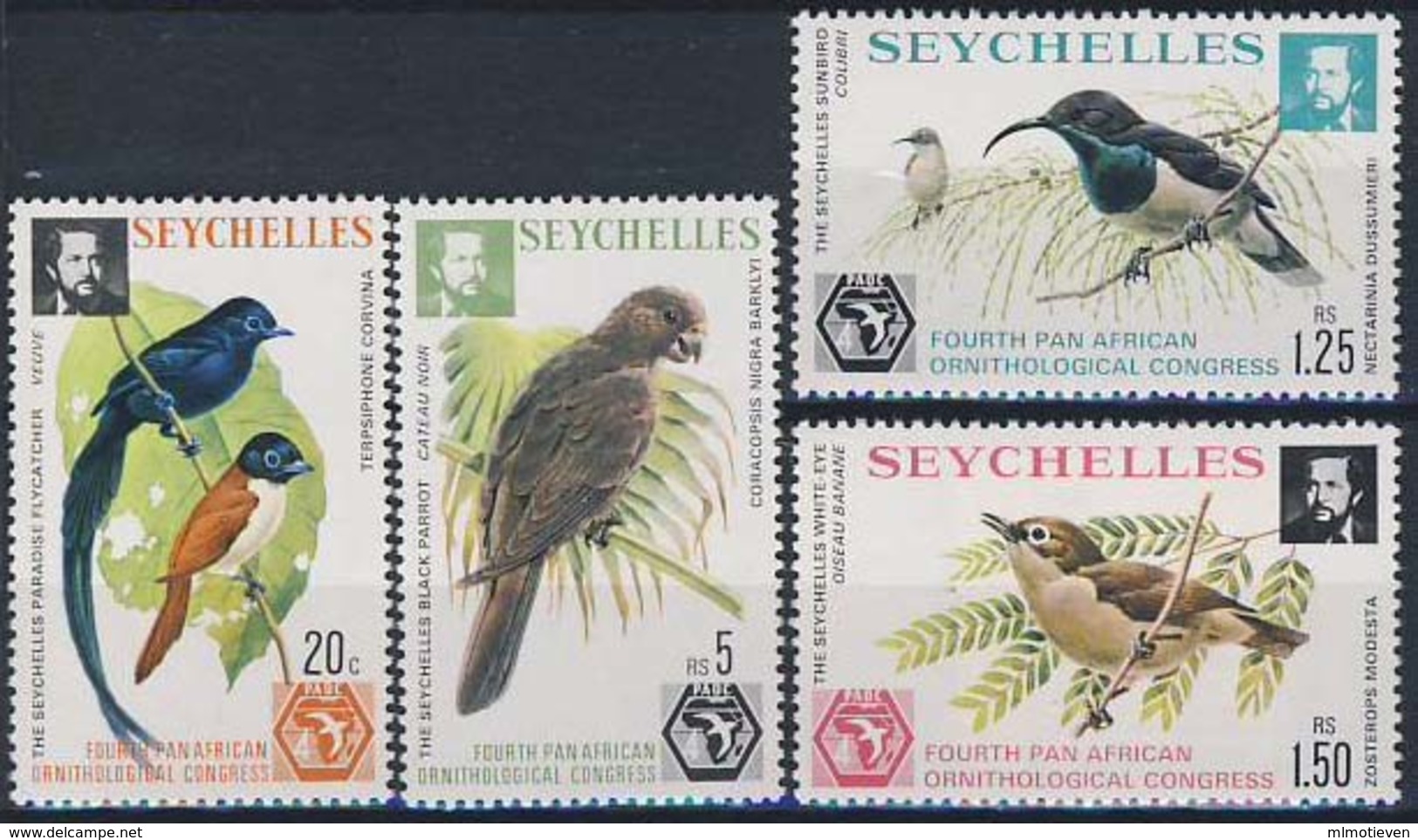 MDB-BK2-146-2 MINT ¤ SEYCHELLES 1976 4w In Serie  ¤ - OISEAUX - BIRDS - PAJAROS - VOGELS - VÖGEL - - Songbirds & Tree Dwellers