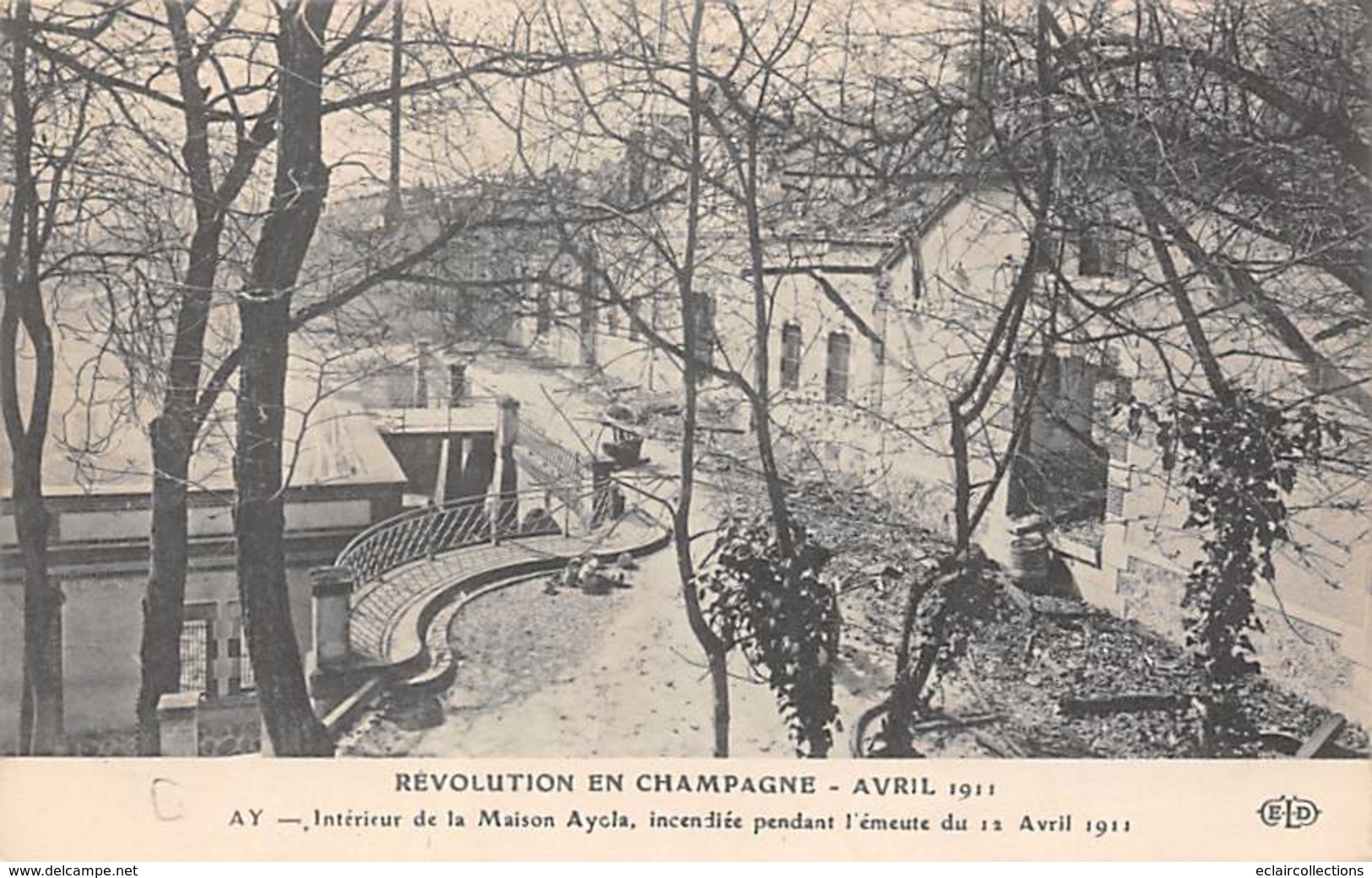 Ay En Champagne   51  Révolution Des Vignerons 1911. Intérieur De La Maison Ayola  Incendiée  (voir Scan) - Ay En Champagne