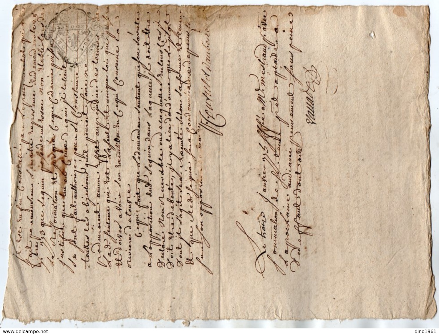 VP13.310 - Cachet Généralité De LIMOGES - RUELLE - Acte De 1774 Sentence Reformation Des Eaux & Fôrets De Cette Province - Matasellos Generales