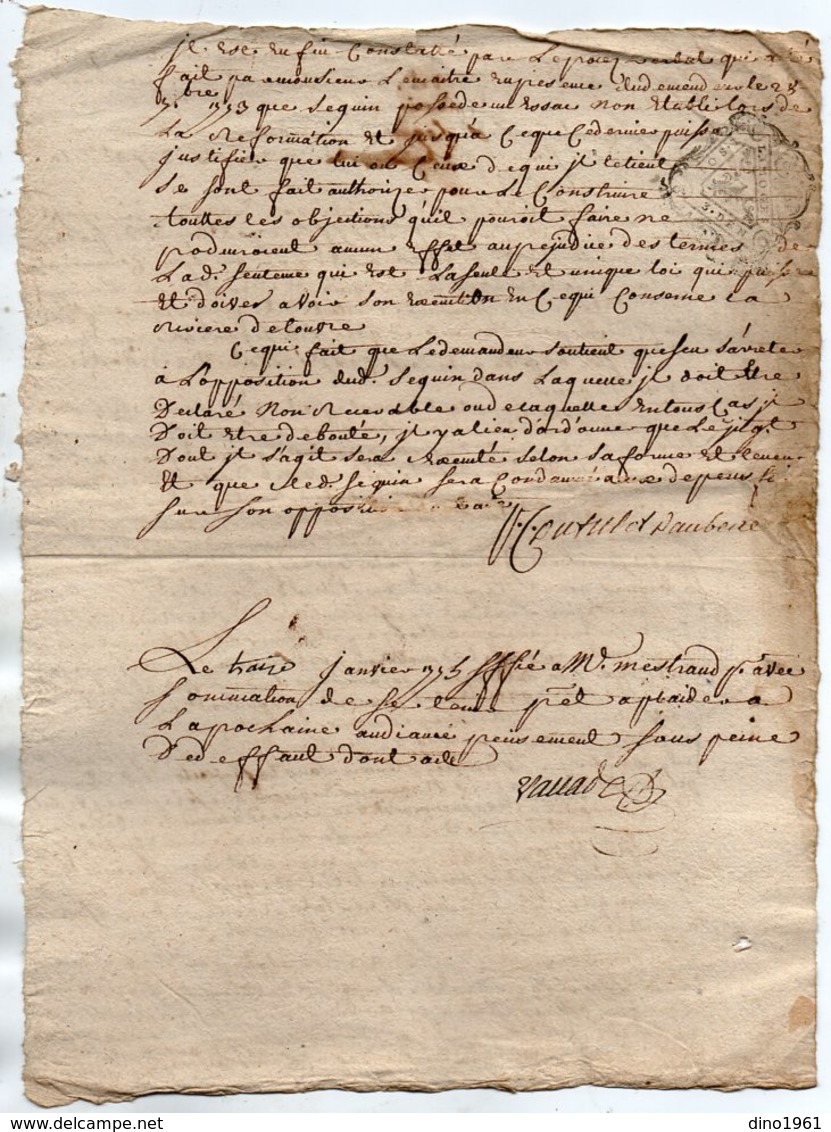 VP13.310 - Cachet Généralité De LIMOGES - RUELLE - Acte De 1774 Sentence Reformation Des Eaux & Fôrets De Cette Province - Cachets Généralité