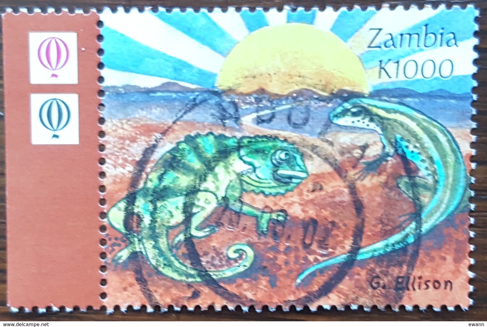 Zambie - YT N°1067 - Création / Caméléon Et Lézard - 2000 - Oblitéré - Zambia (1965-...)