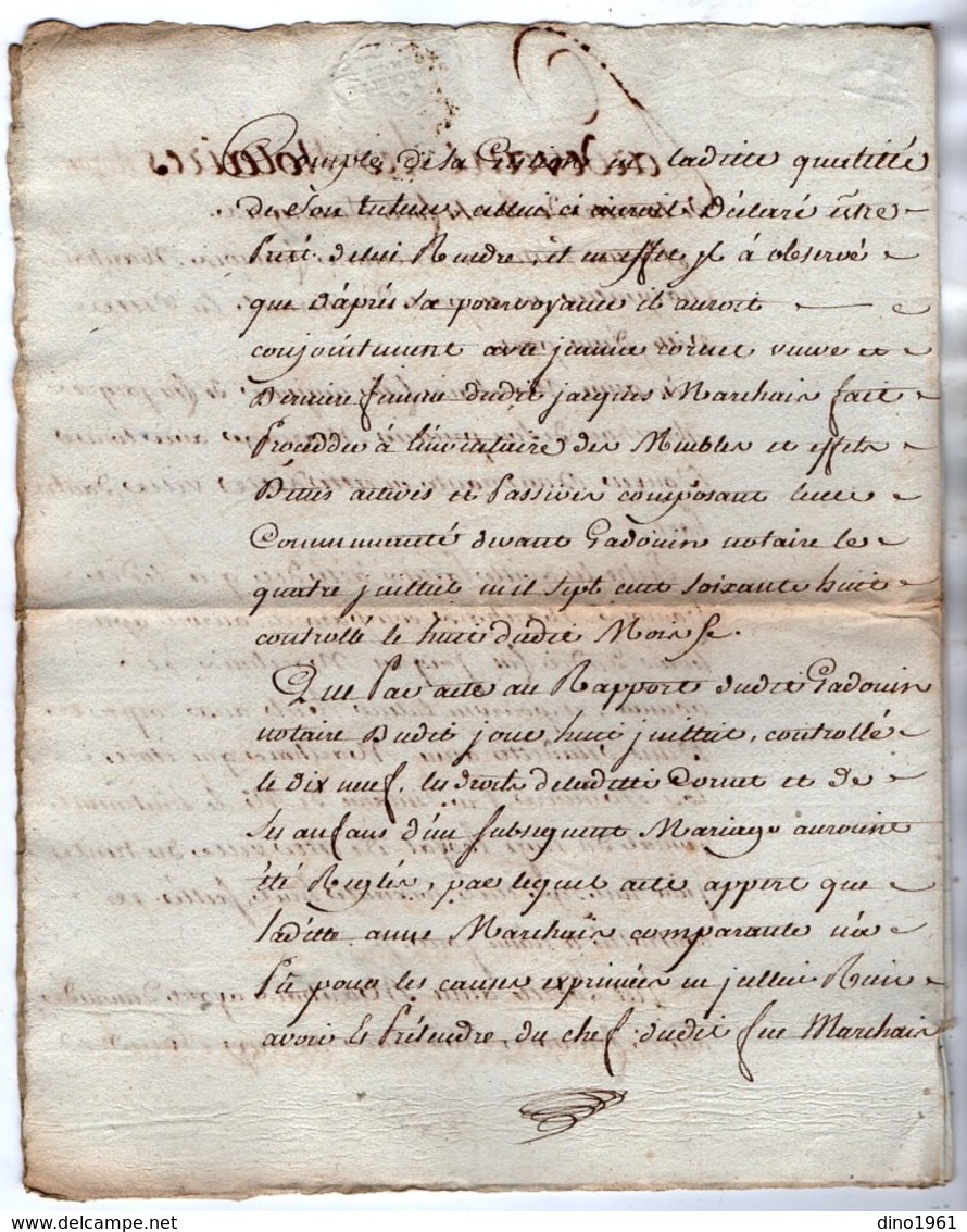 VP13.313 - Cachet Généralité De LA ROCHELLE - Acte De 1776 - Comptes De Tutelle Sr MARCHAIS à ROCHEFORT - Seals Of Generality