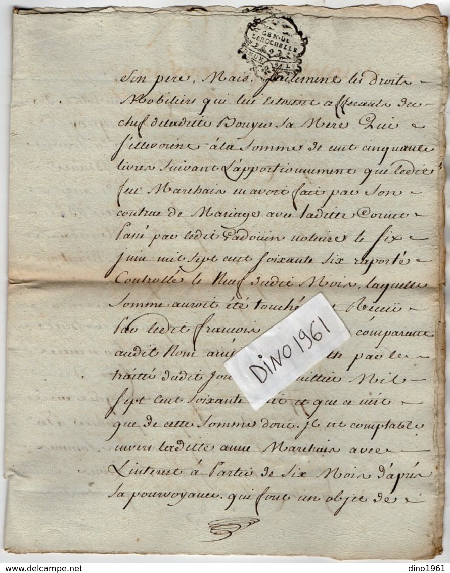 VP13.313 - Cachet Généralité De LA ROCHELLE - Acte De 1776 - Comptes De Tutelle Sr MARCHAIS à ROCHEFORT - Seals Of Generality