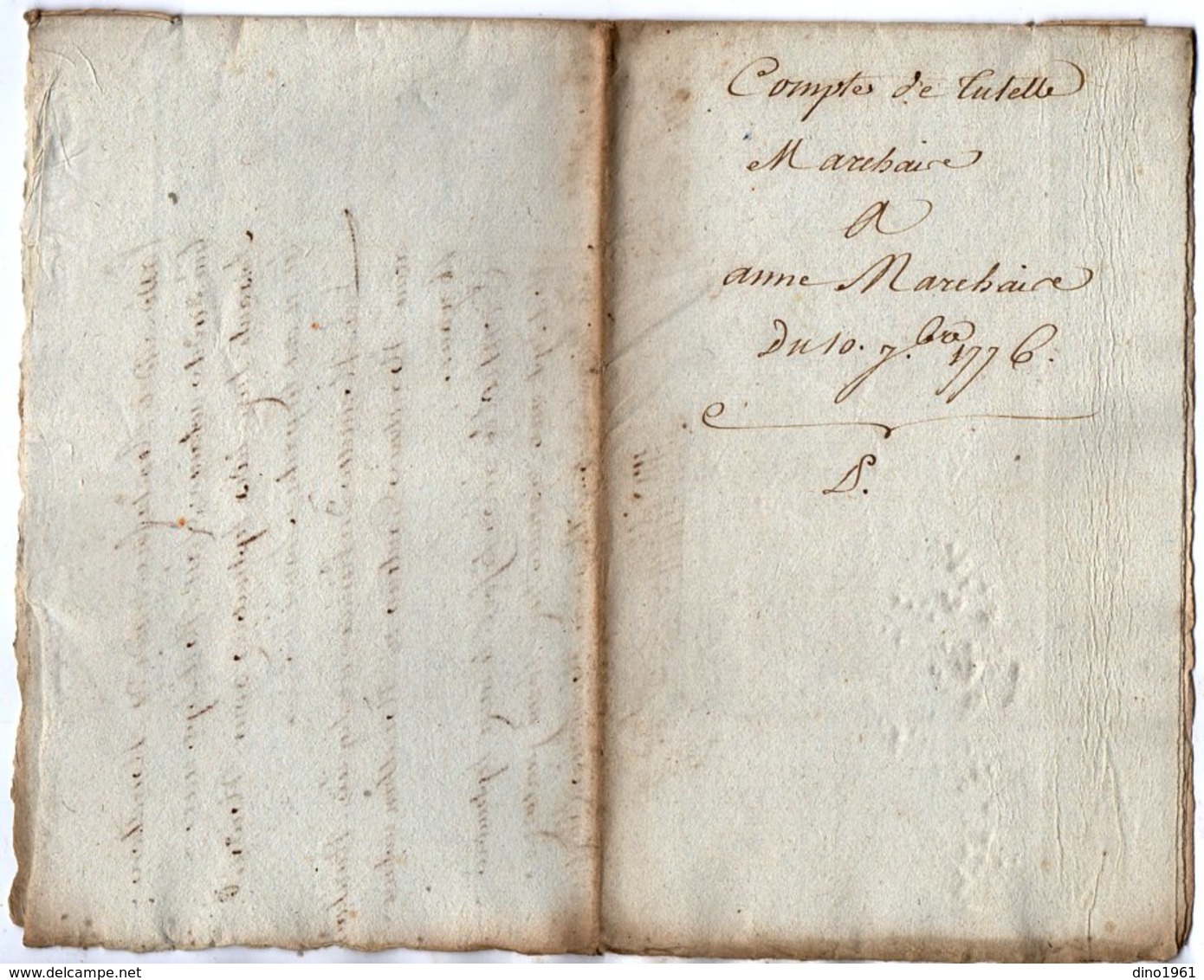VP13.313 - Cachet Généralité De LA ROCHELLE - Acte De 1776 - Comptes De Tutelle Sr MARCHAIS à ROCHEFORT - Seals Of Generality