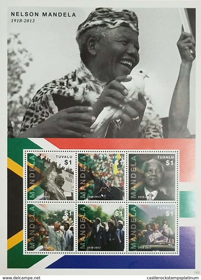 L) 2013 TUVALU, NELSON MANDELA, PRESIDENT, PEOPLE, FAMOUS, MULTIPLE STAMPS, SOUVENIR SHETT, MNH - Tuvalu