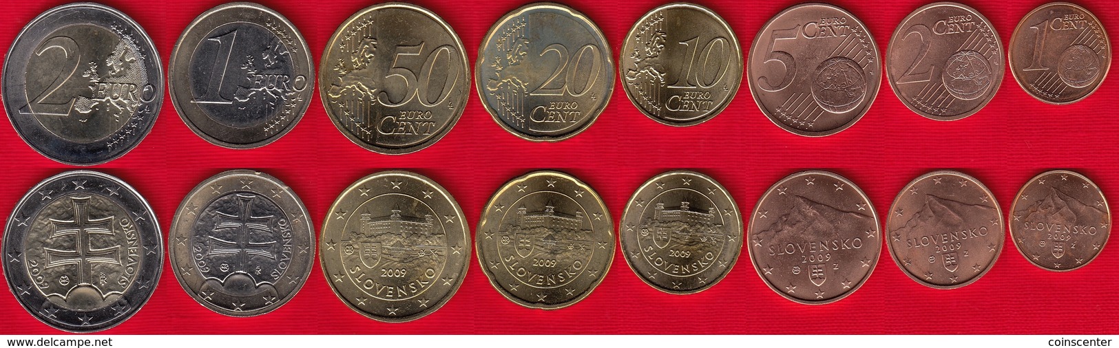 Slovakia Euro Full Set (8 Coins): 1 Cent - 2 Euro 2009 UNC - Slovaquie