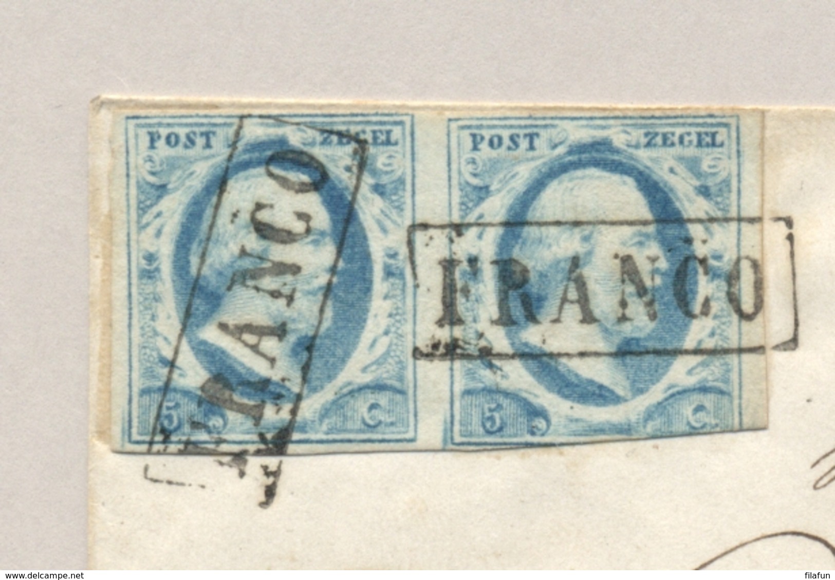 Nederland - 1861 - 2x 5 Cent Willem III In Paar Op Envelop Van Heerlen Naar Roermond - Brieven En Documenten