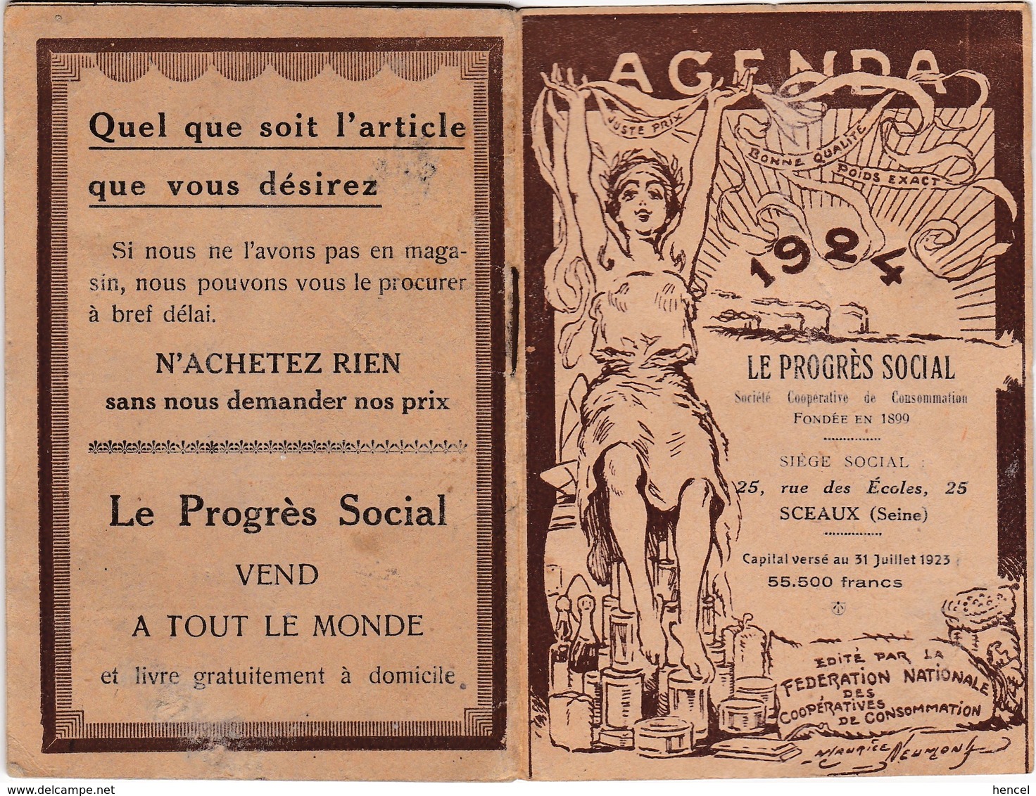 Petit Agenda-Calendrier 1924 "Le Progrès Social" - Autres & Non Classés