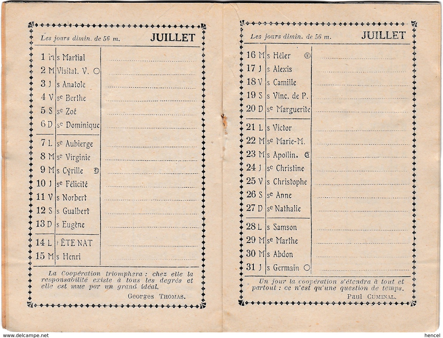 Petit Agenda-Calendrier 1924 "Le Progrès Social"