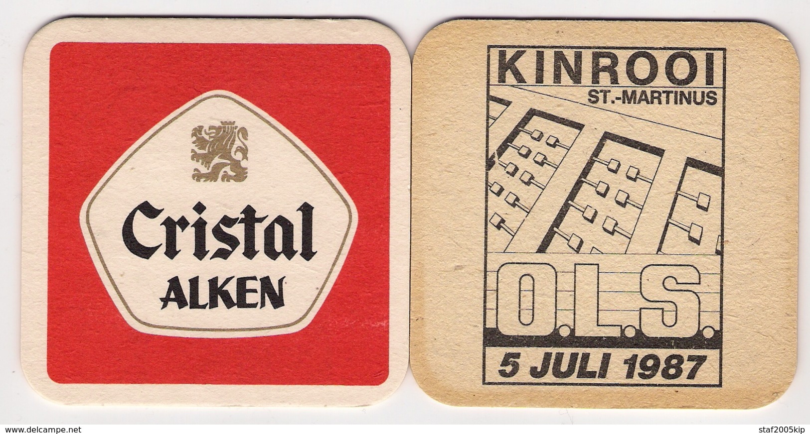 Bierviltje - Cristal Alken - Oud Limburgs Schuttersfeest - Kinrooi 1987 - St. Martinus - Sous-bocks