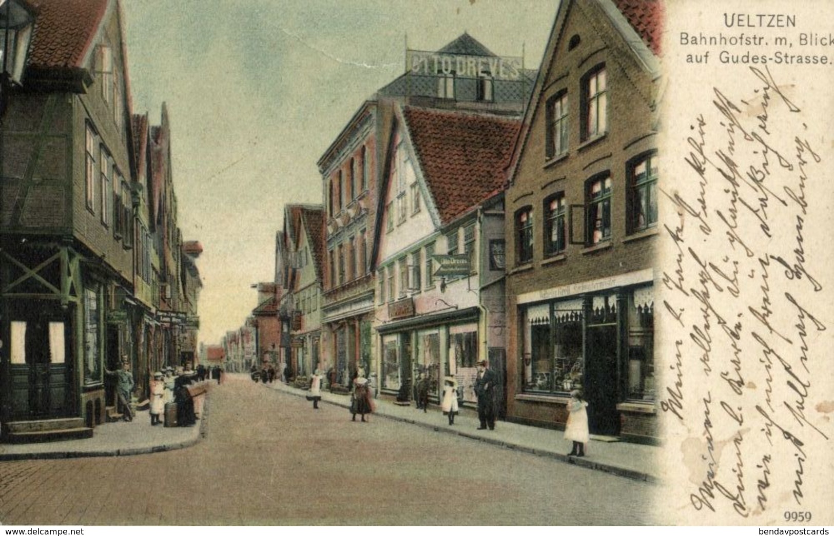 UELZEN, Bahnhofstrasse Mit Blick Auf Gudes-Strasse, Otto Dreves (1909) AK - Uelzen