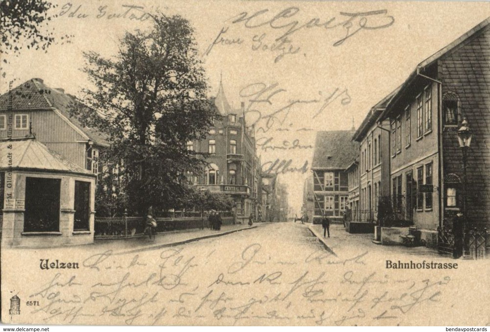 UELZEN, Bahnhofstrasse, Central Hotel (1901) AK - Uelzen