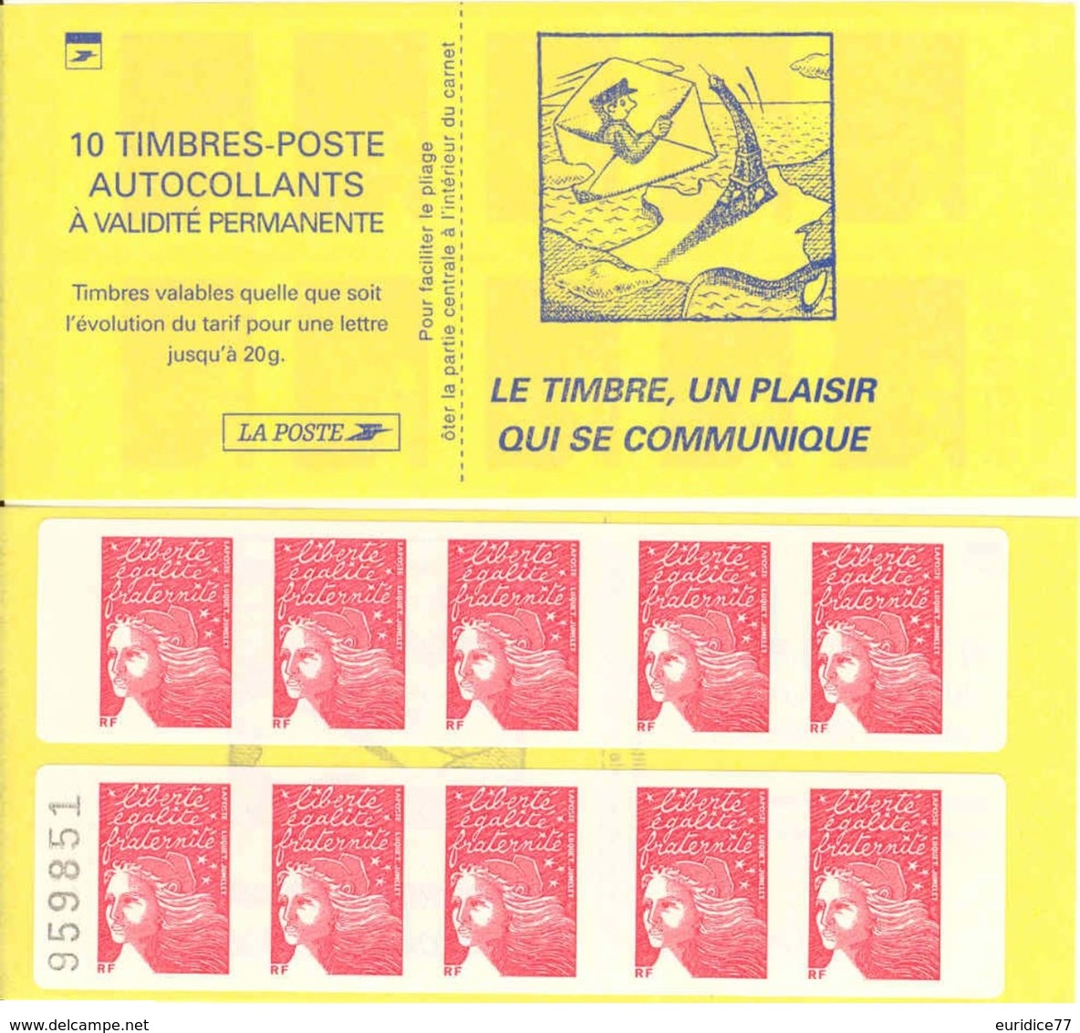 FRANCE 2001 - BOOKLET / CARNET, Yvert 3419-c3 - 2001 - Marianne Du 14 Juillet, 10x TVP Red - Ungebraucht