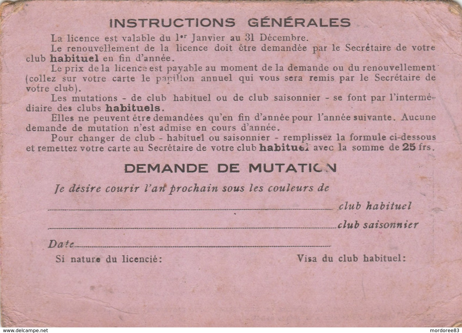 LICENCE FEDERATION FRANCAISE DE LA VOILE 1943 - Autres & Non Classés