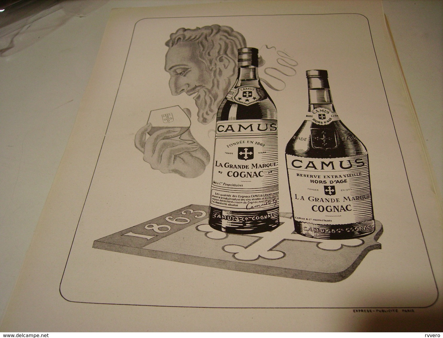 ANCIENNE PUBLICITE COGNAC CAMUS GRANDE MARQUE 1950 - Alcohols