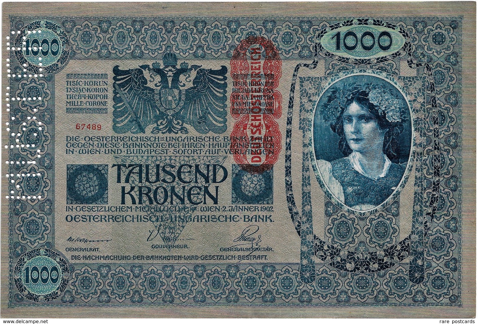 START 0.99e - MUSTER - Austro-Hungary 1000 Kronen 1902. Xf - Specimen - Mega Rare In This Form - Austria - Hungary - Austria