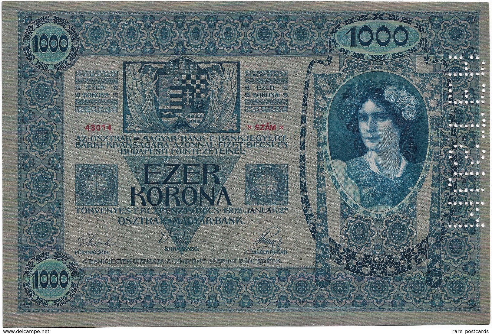 START 0.99e - MUSTER - Austro-Hungary 1000 Kronen 1902. Xf - Specimen - Mega Rare In This Form - Austria - Hungary - Autriche