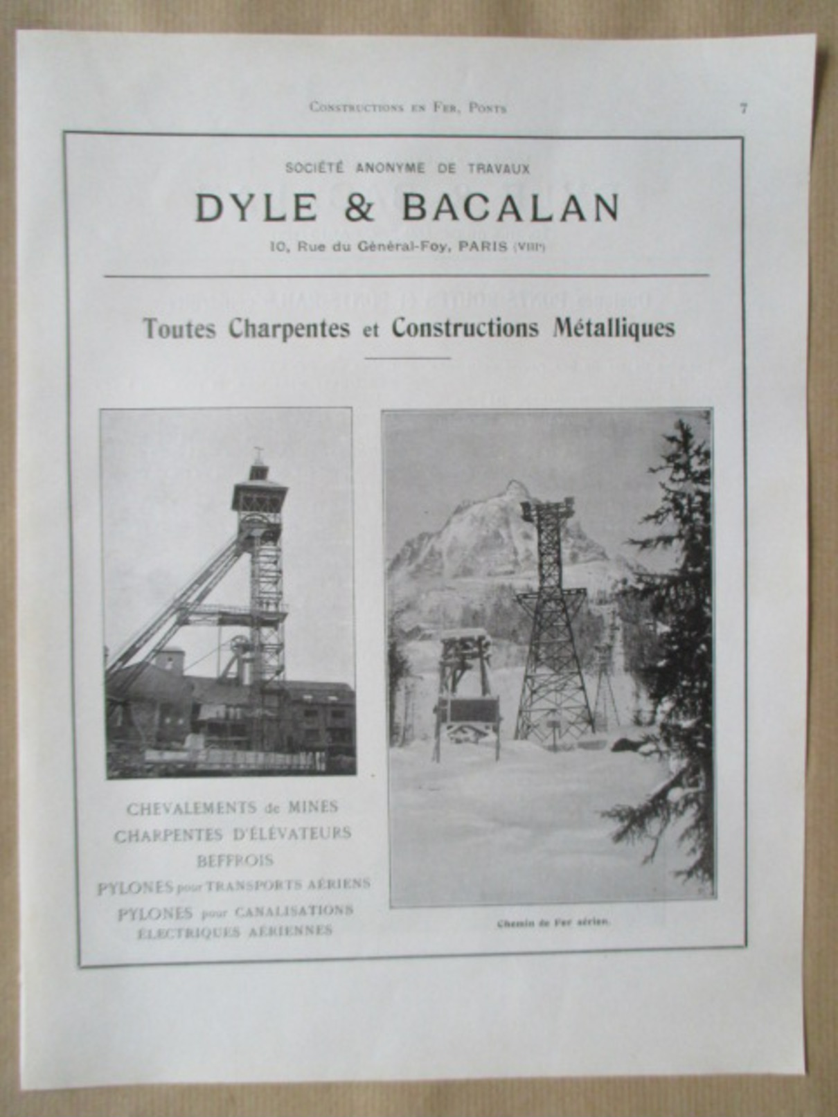 1922 - Page Originale ARCHITECTURE INDUSTRIELLE- Chevalement De Mine - DYLE BACALAN - Architecture