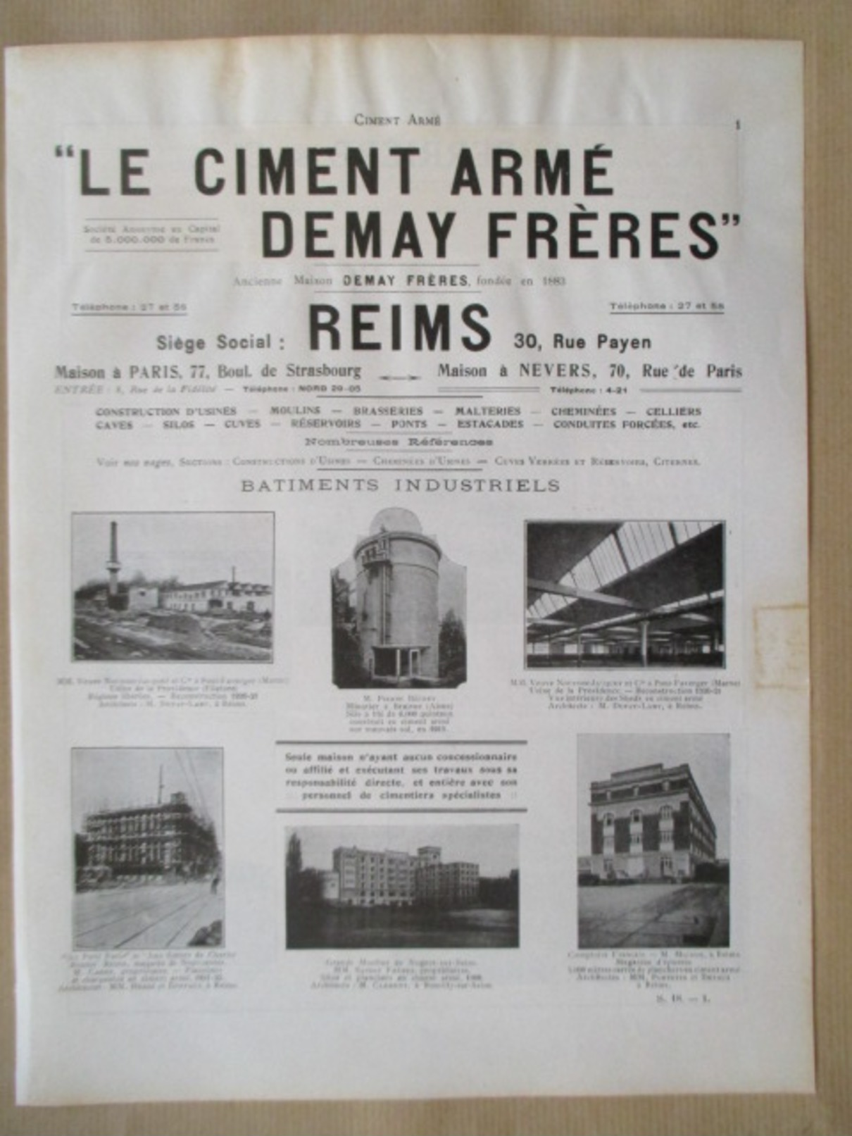 1922 - Page Originale ARCHITECTURE INDUSTRIELLE - Contruction Filature De Pont Faverger Et Minoterie à Braisne -DEMAY - Architecture