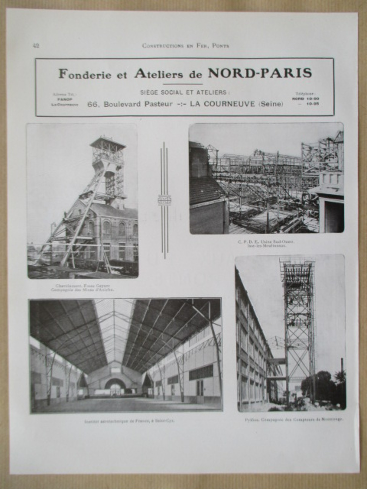 1922 - Page Originale ARCHITECTURE INDUSTRIELLE - Contructions Fosse Gayant Waziers Et Instit Sainy Cyr - Ets NORD PARIS - Architecture