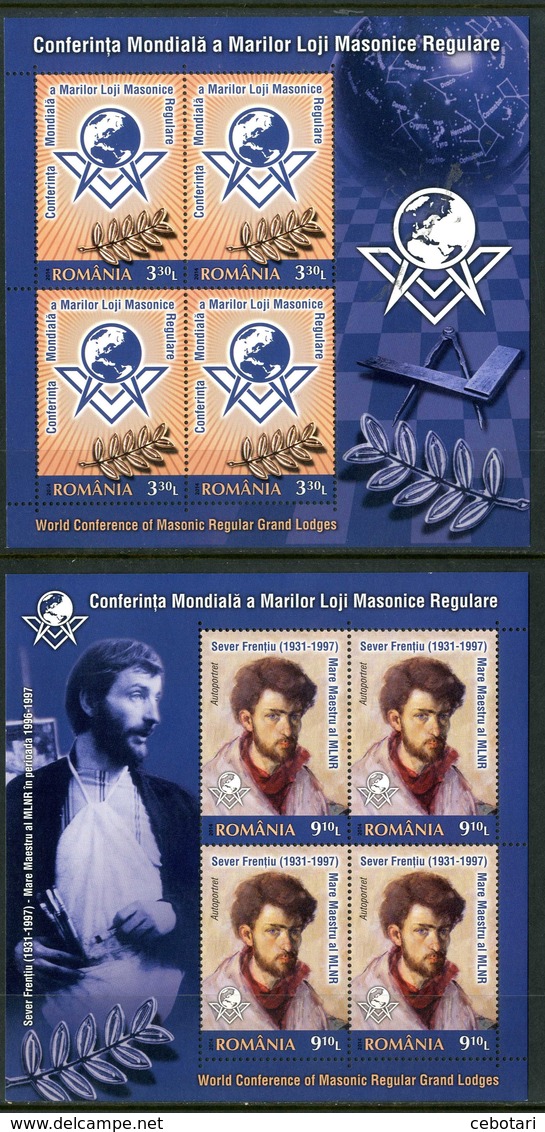 ROMANIA 2014** - World Conference Of Masonic Regular Grand Lodges - 2 Block Di 4 Val. MNH, Come Da Scansione. - Nuovi