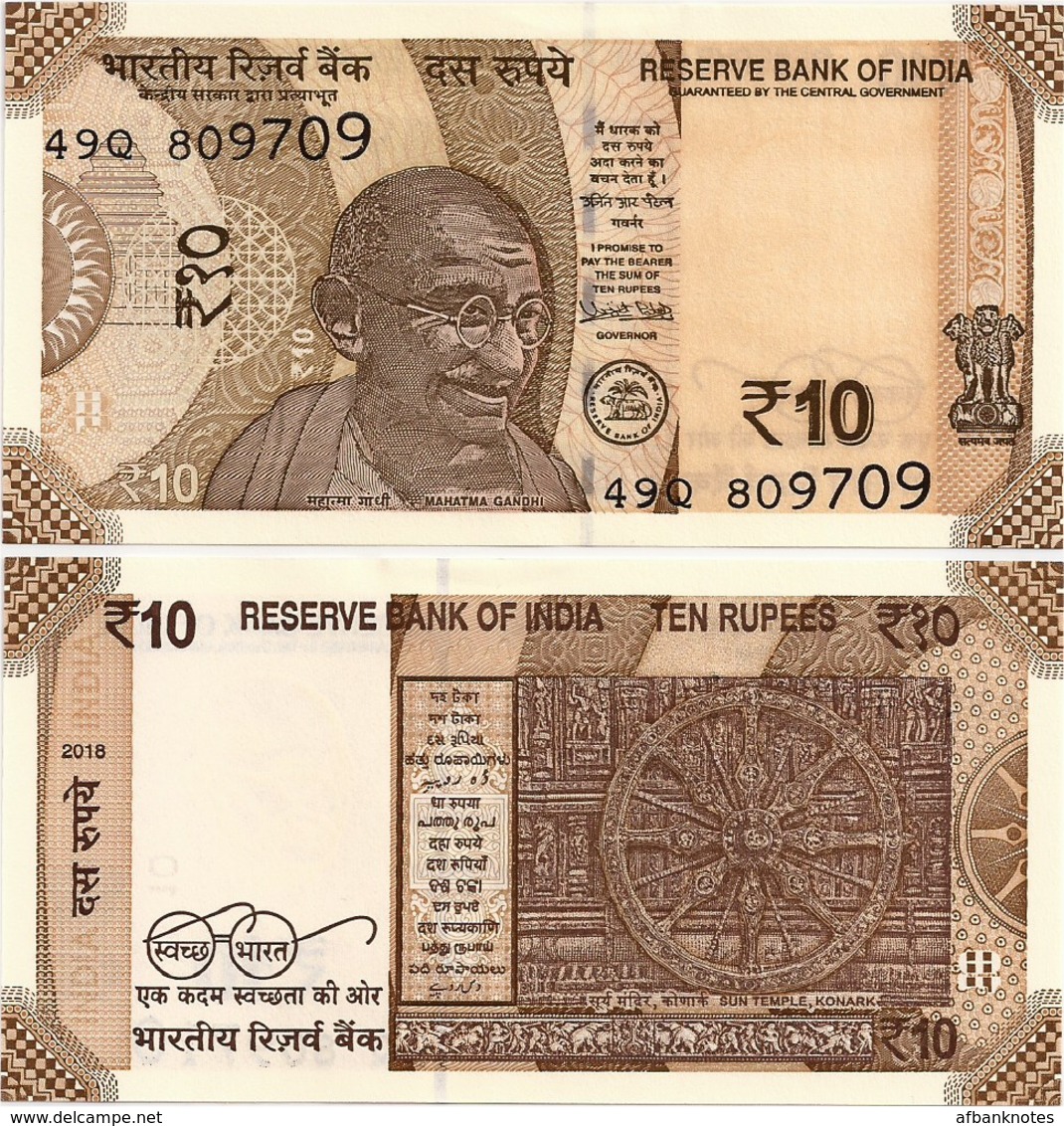 INDIA       10 Rupees       P-New       2018       UNC  [ Sign. Patel - No Letter ] - India