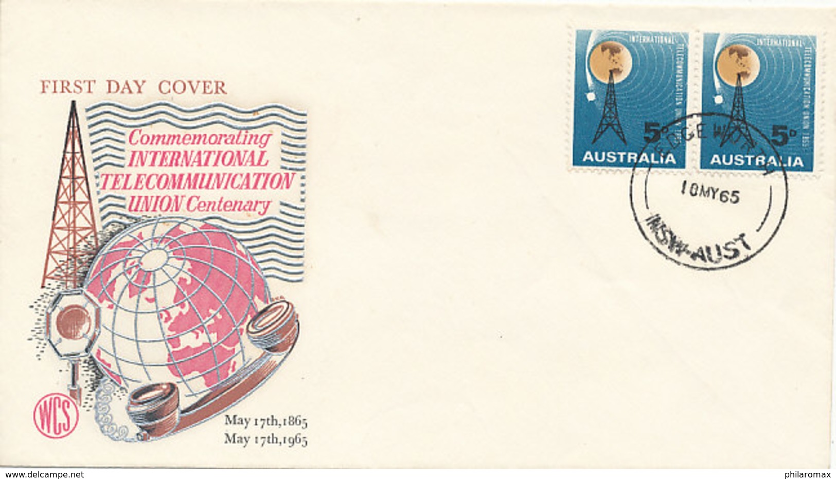 DC-1320 - FDC 1965 - 100 YEARS TELECOMMUNICATION ITU - UIT - MORSE TELEPHONE TELEGRAPH SATELLITE - AUSTRALIA - Telecom