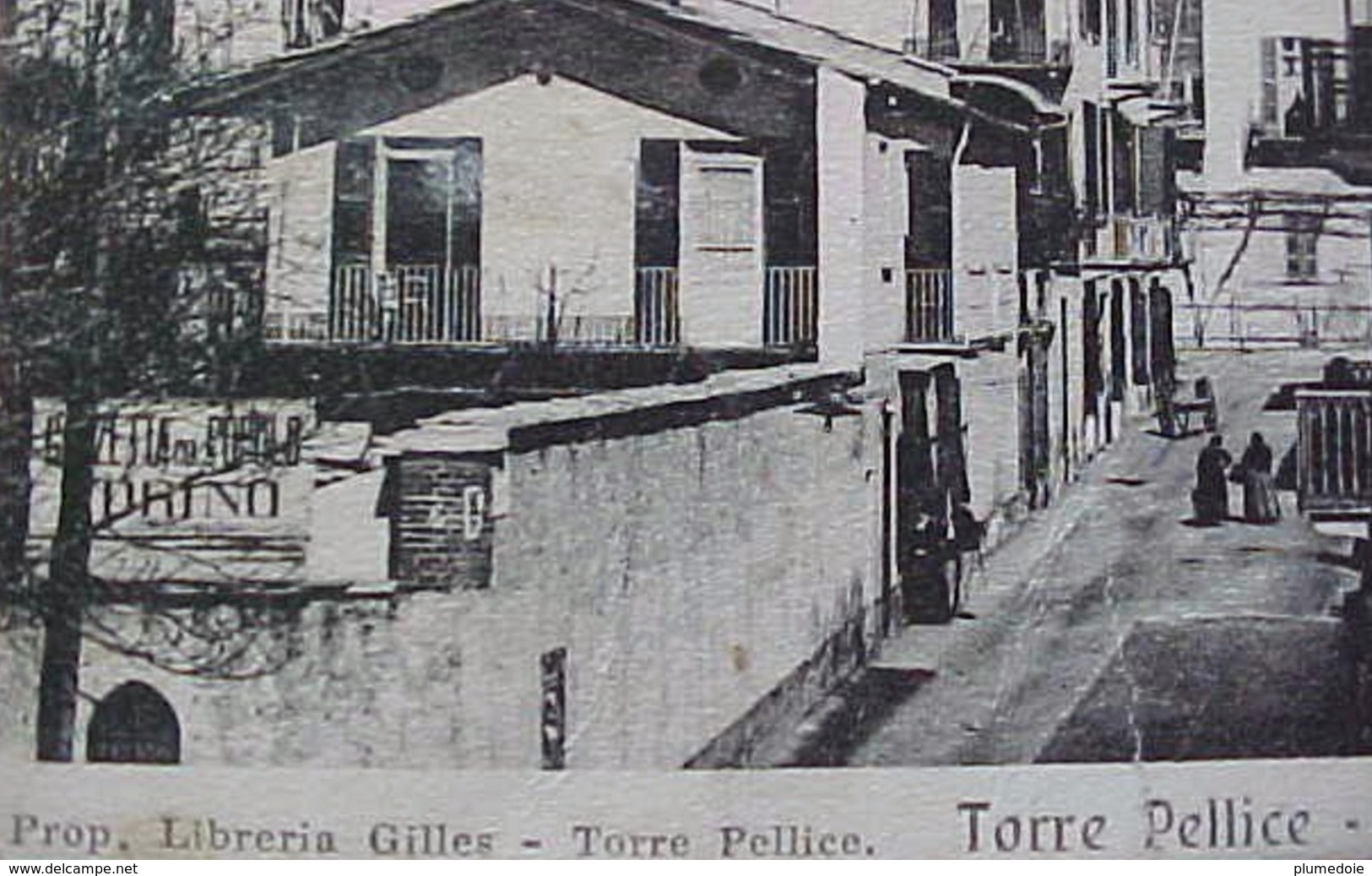 Cpa ITALIE TORRE PELLICE VIA ROMA E HOTEL DE L'OURS 1907 EDIZ. PROP. LIBRERIA GILLES . RARE ITALY OLD PC - Autres & Non Classés