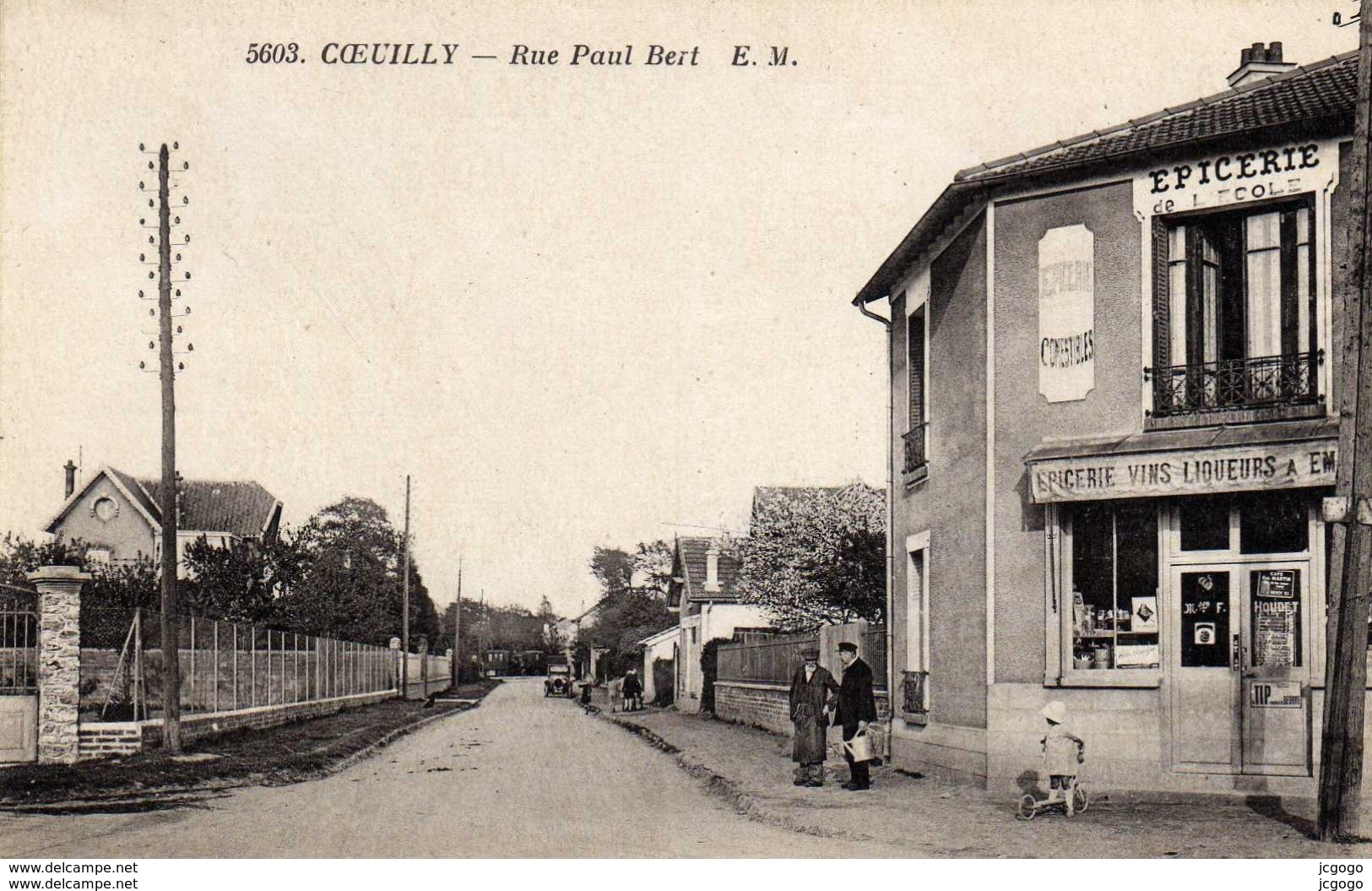 COEUILLY.  Rue Paul-Bert  Epicerie De L'Ecole  2 Scans  TBE - Champigny Sur Marne