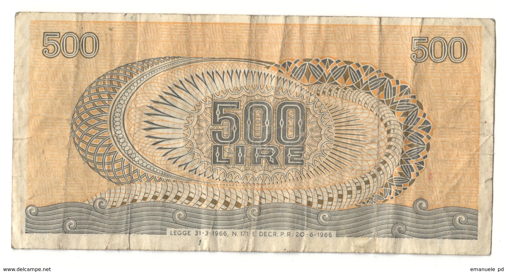 Italy 500 Lire Aretusa 20/06/1966 - 500 Lire