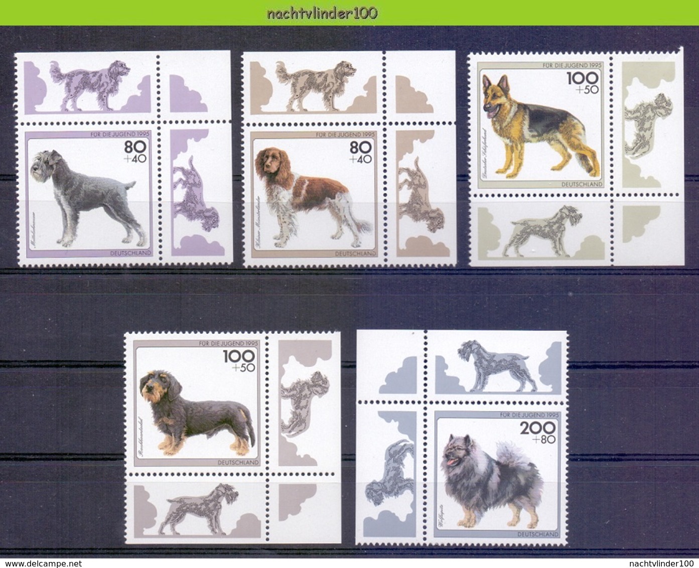 Mwe2681 FAUNA HONDEN ZOOGDIEREN SCHNAUTZER GERMAN SHEPHERD DOGS MAMMALS HUNDE CHIENS PERROS DEUTSCHLAND 1995 PF/MNH # - Dogs