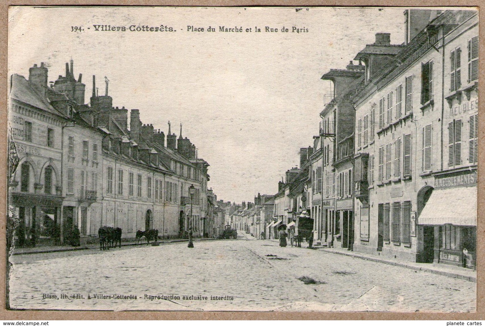 02 / Lot De 2 Cartes : VILLERS-COTTERÊTS - Place Du Marché, Rue De Paris + Hôtel De Ville - Villers Cotterets