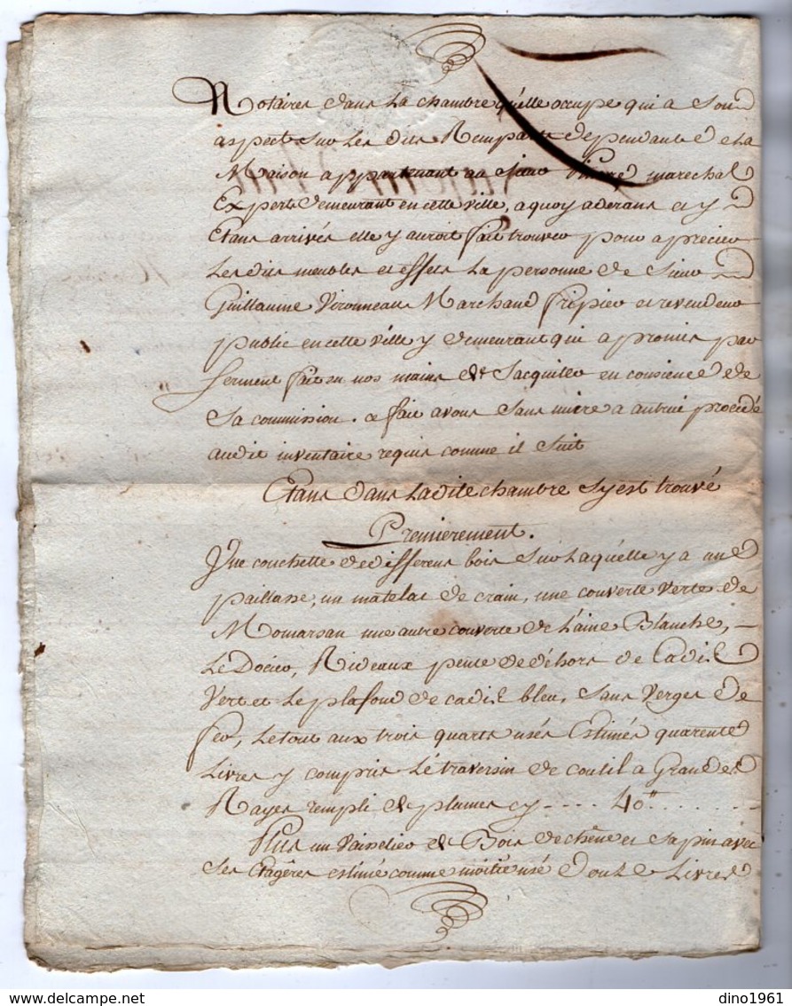 VP13.317 - Cachet Généralité De LA ROCHELLE - Acte De 1776 - Inventaire GRIFFON - DIETSCHY Militaire Suisse à ROCHEFORT - Cachets Généralité