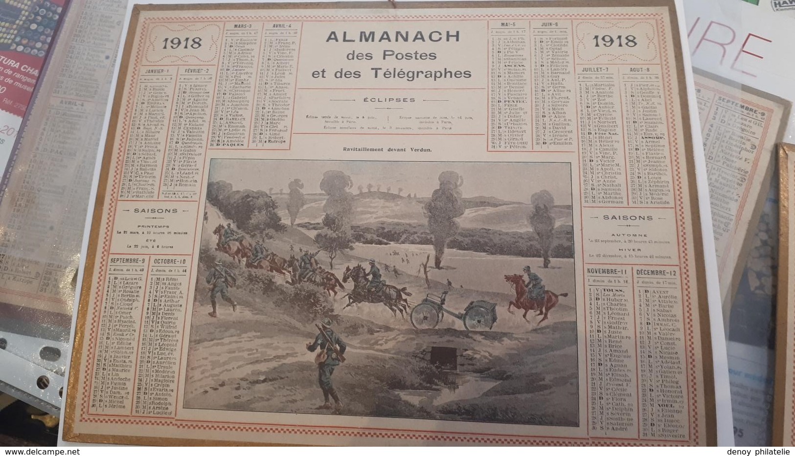 Calendrier Almanach 1918 De L'herault 34 Avec Ces 2 Feuilles Au Dos Carte Des Chemin De Fer Et Comunes De L'lheraut - Grand Format : 1901-20