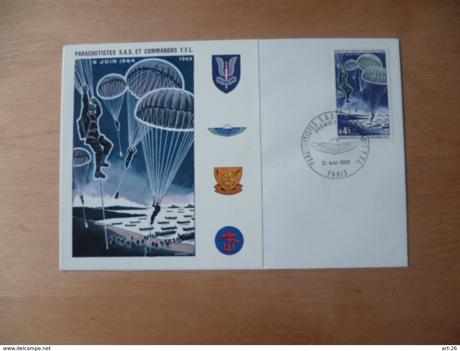 FDC  MILITAIRE  PARACHUTISTE  SAS  COMMANDOS FFL - 1960-1969