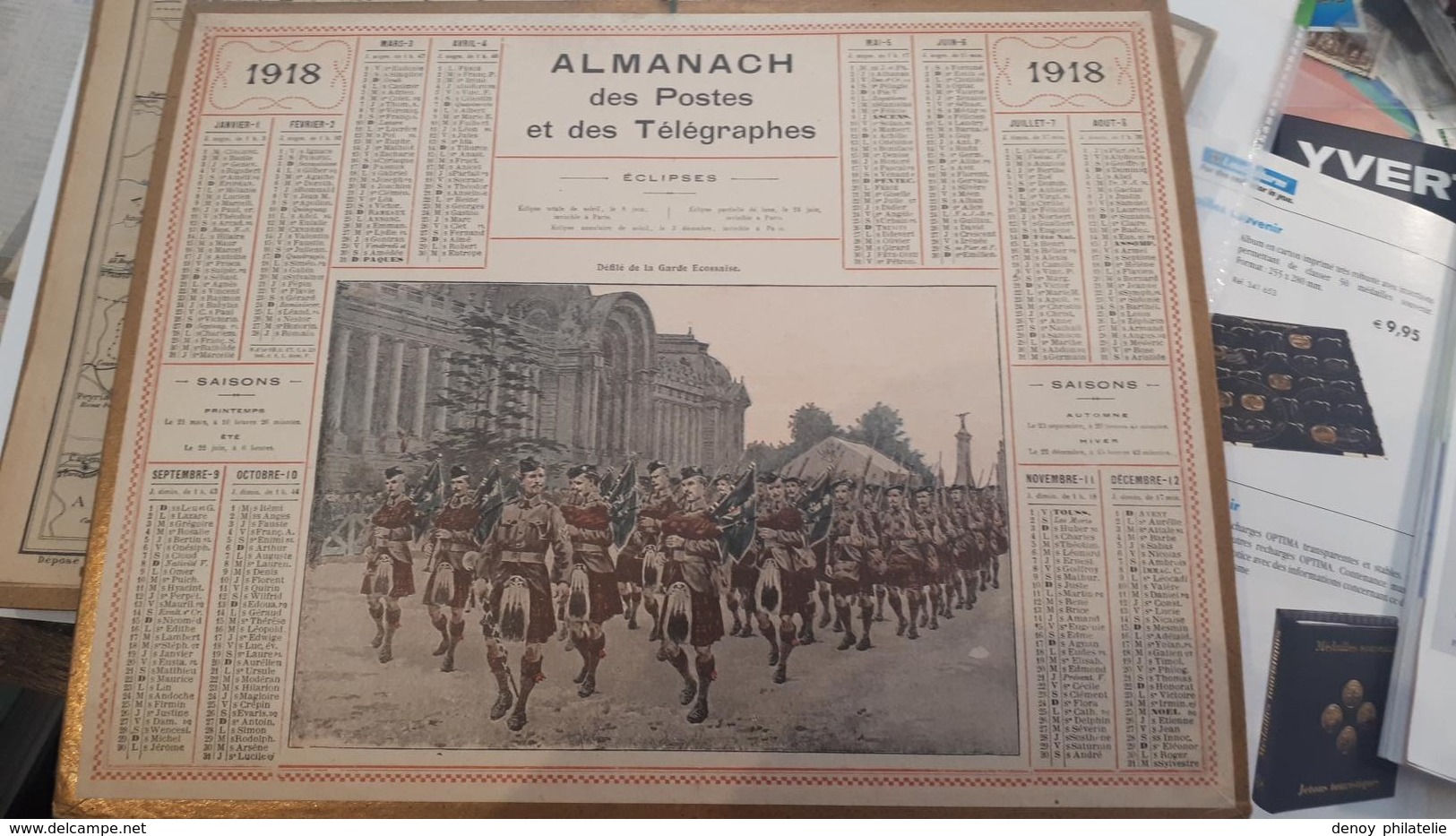 Calendrier Almanach 1918 De L'herault 34 Avec Ces 2 Feuilles Au Dos Carte Des Chemin De Fer Et Comunes De L'lheraut - Grand Format : 1901-20