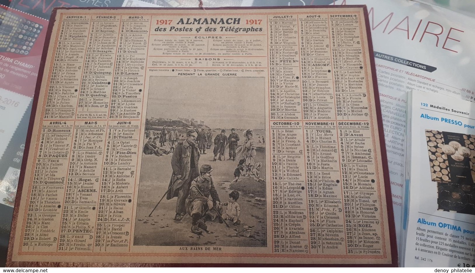 Calendrier Almanach 1917 De L'herault 34 Avec Ces 2 Feuilles Au Dos Carte Des Chemin De Fer Et Comunes De L'lheraut - Grand Format : 1901-20