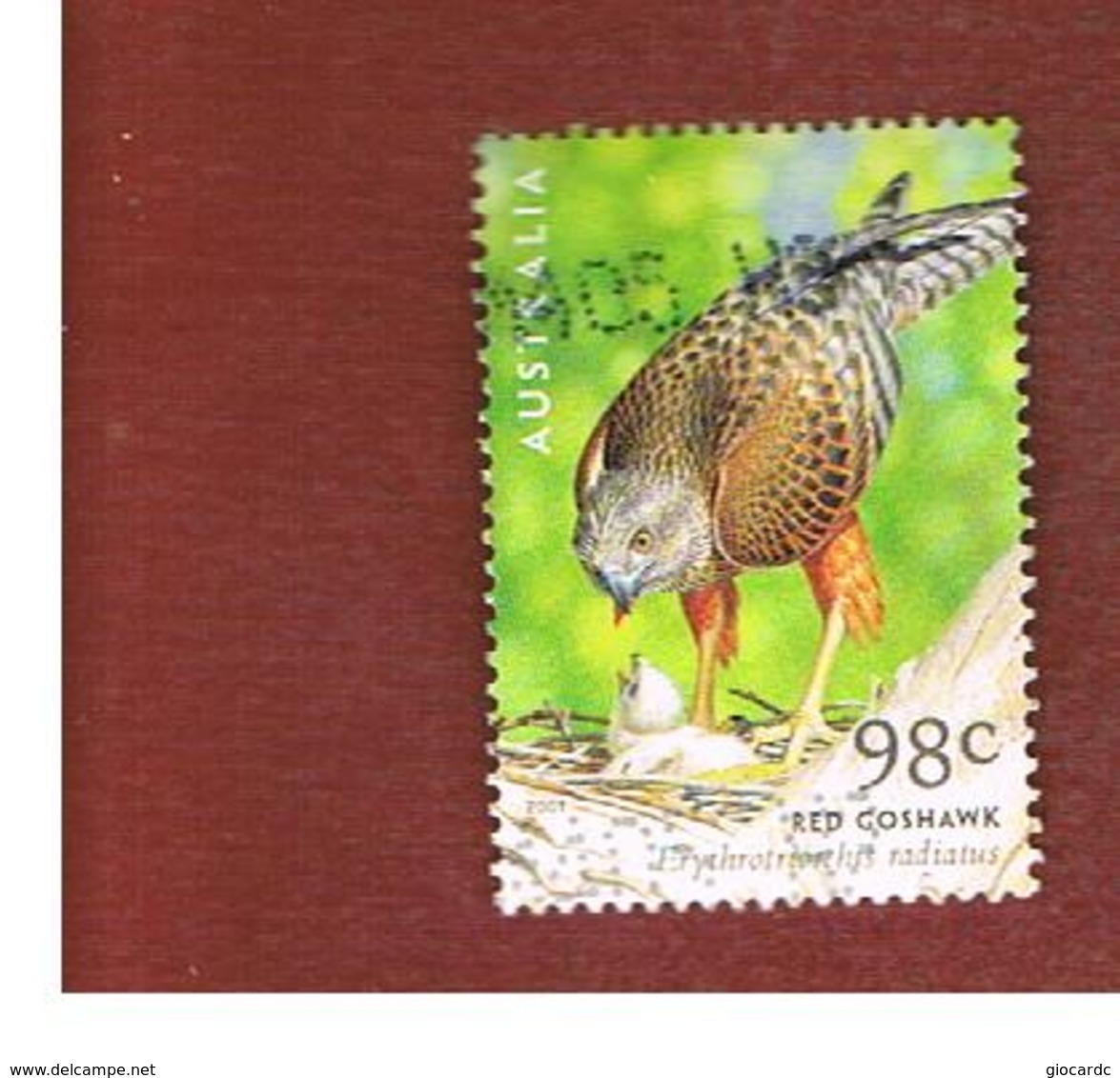 AUSTRALIA  -  SG 2142    -      2001   BIRD OF PREY:  RED GOSHAWK     -       USED - Usati