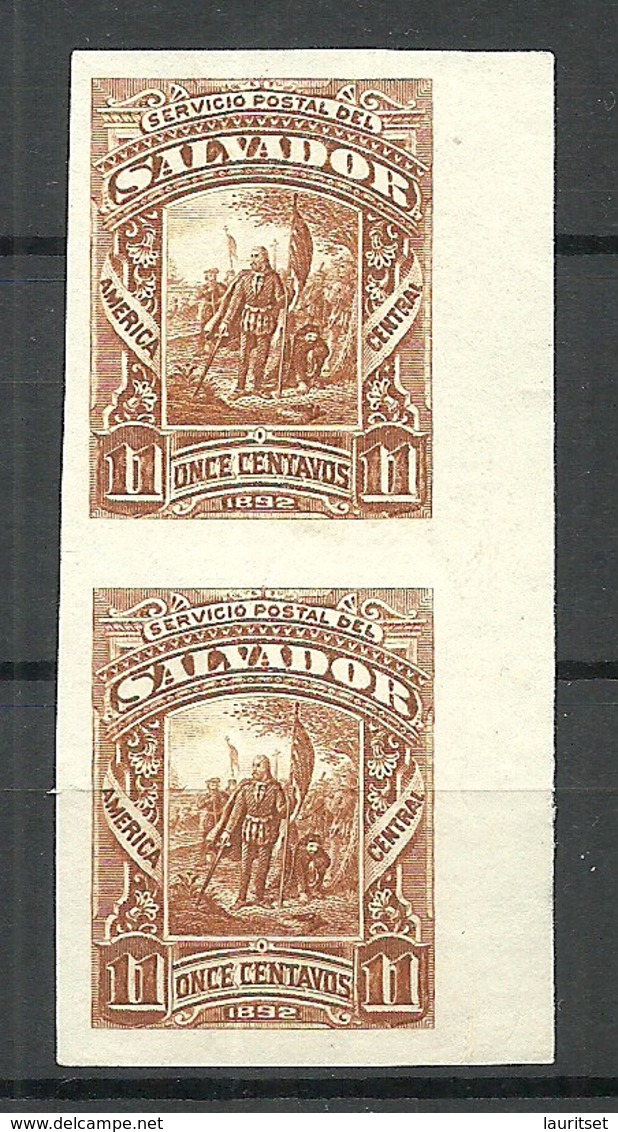 EL SALVADOR 1892 Michel 54 ESSAY Plate PROOF As Vertical Pair (*) - El Salvador