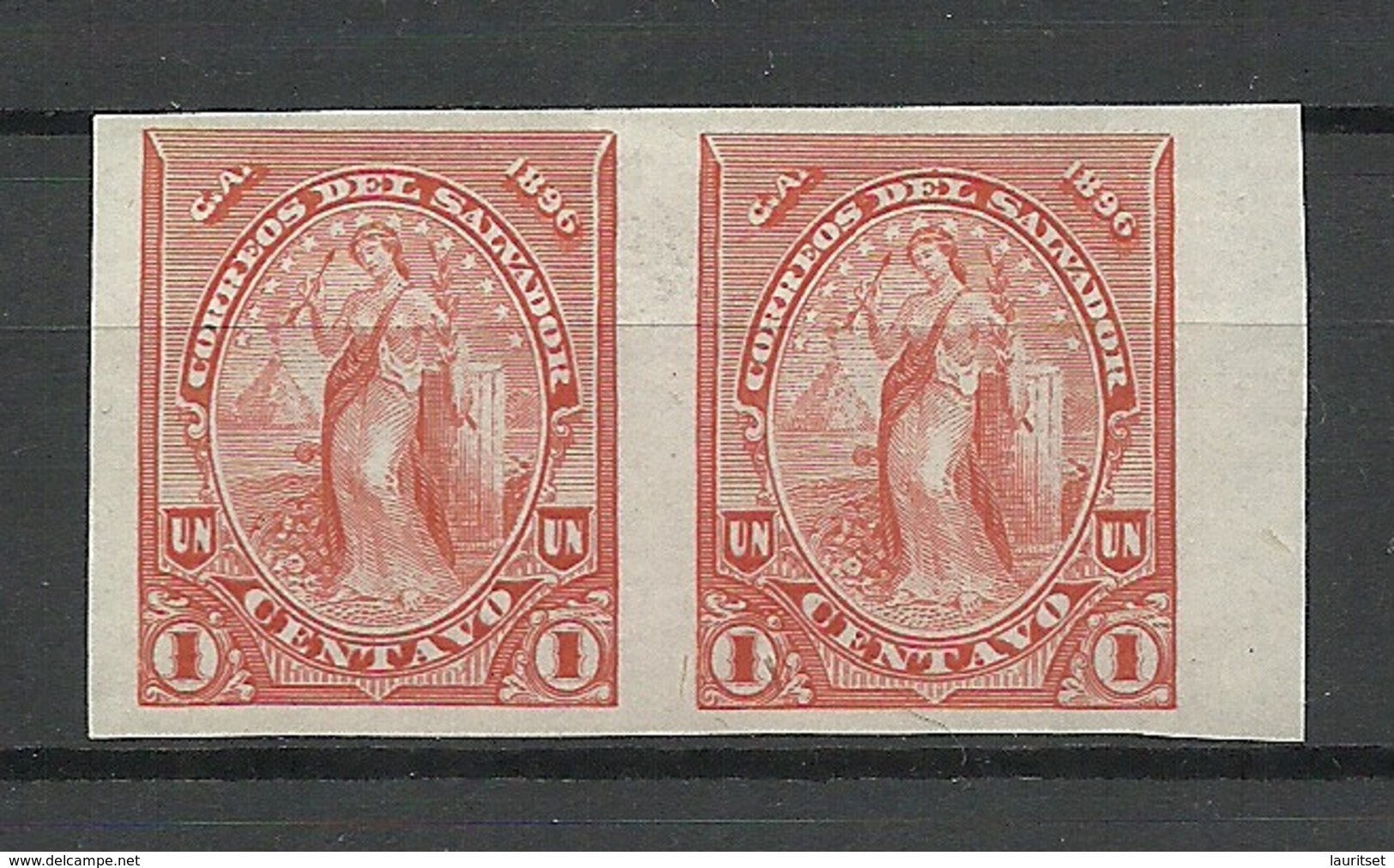 EL SALVADOR 1896 ESSAY Plate PROOF Michel 129 As Pair (*) - El Salvador