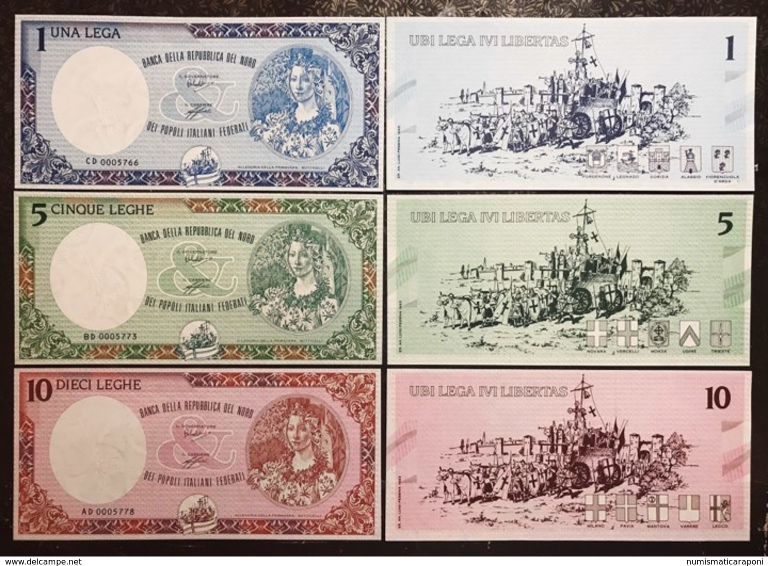 Banca Della Repubblica Del Nord 10 +  5 + 1 LEGHE 1993 Pordenone Legnago Gorizia Alassio Fiorenzuola D'arda Lotto 2255 - 100 Lire