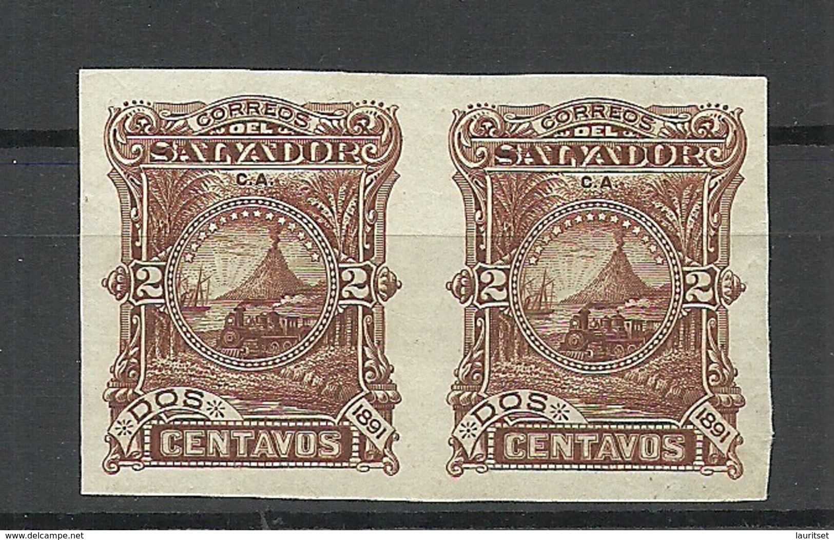 EL SALVADOR 1891 Michel 37 ESSAY Plate Color PROOF As Pair (*) - El Salvador