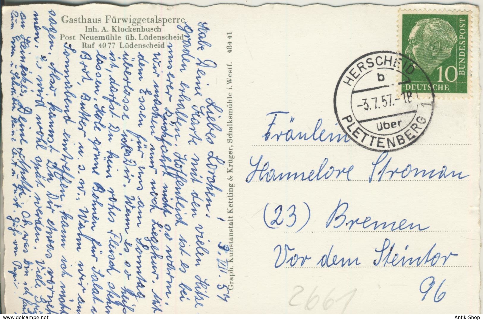 Lüdenscheid V. 1957  Gasthaus Fürwiggetalsperre  (2661) - Luedenscheid