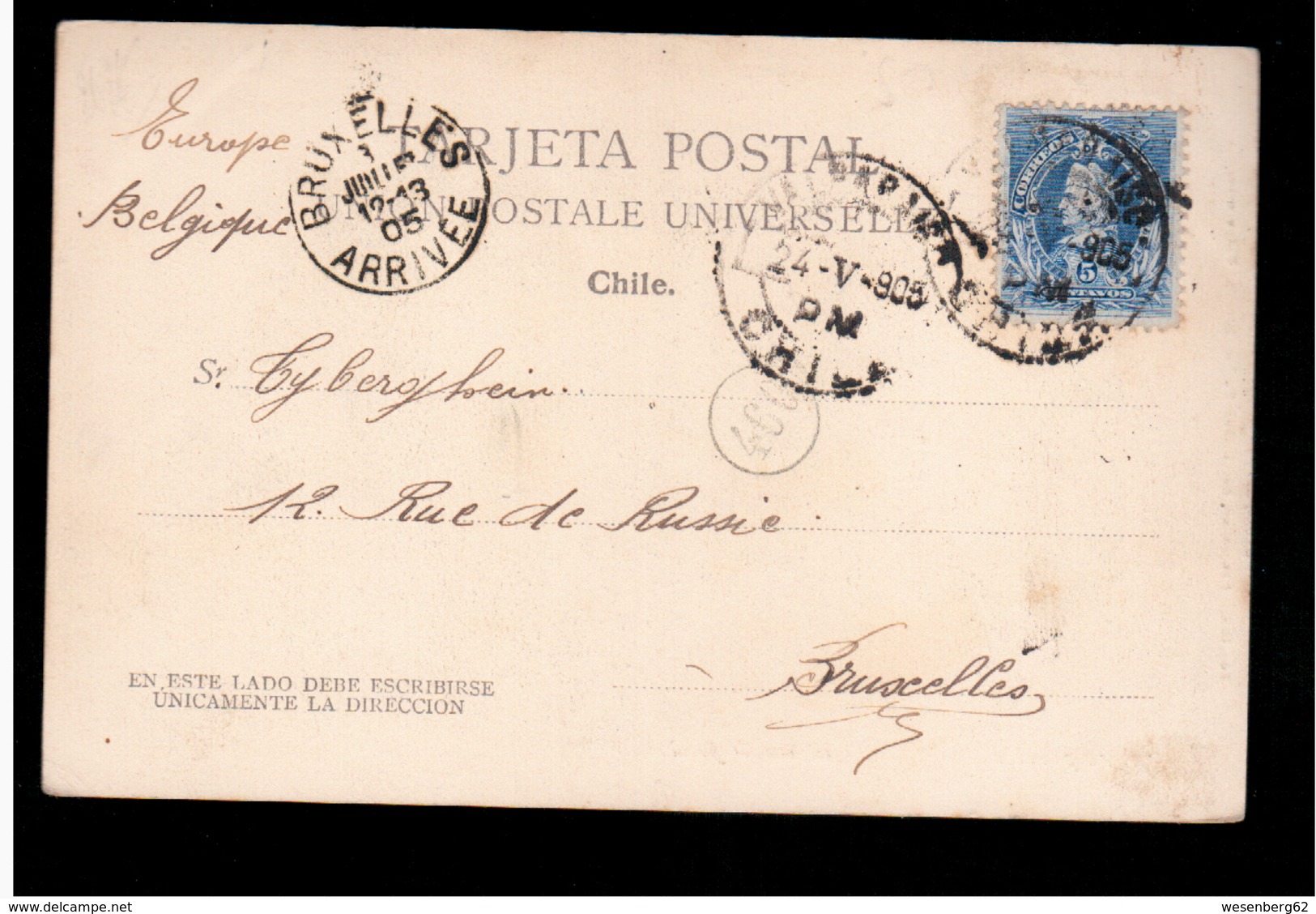 CHILE Valparaiso El Muelle Fiscal 1905 OLD POSTCARD 2 Scans - Cile