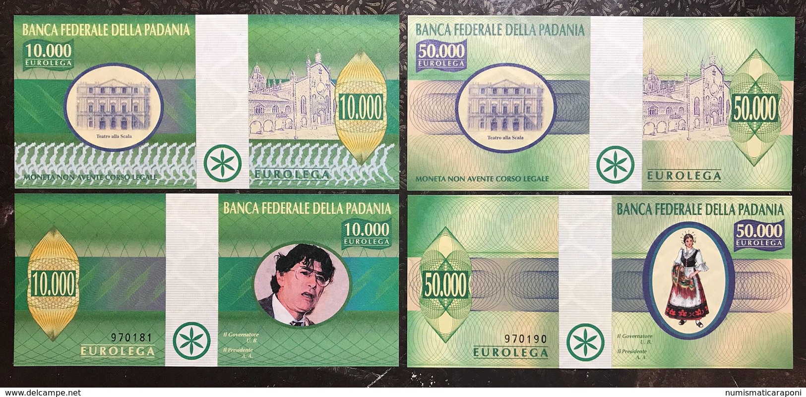 Banca Federale Della Padania 10000 + 50000  LEGHE   Lotto 2328 - 100 Liras