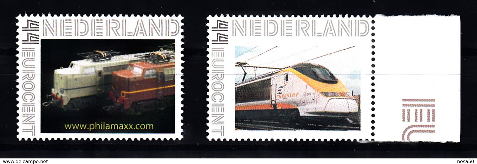 Trein, Train, Railway, Locomotive: Nederland Persoonlijke Zegel: NS 1200 + Eurostar - Treinen