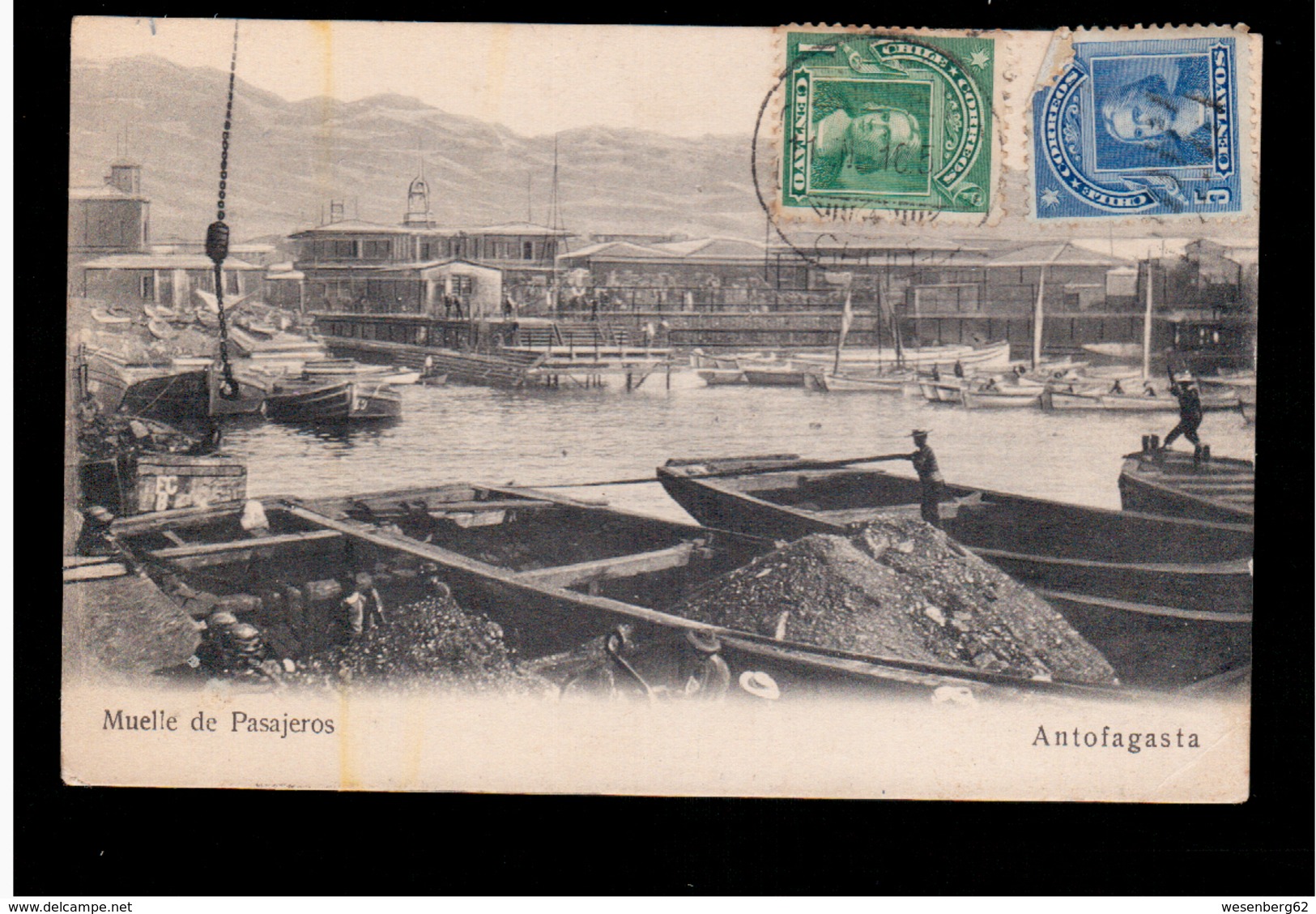 CHILE Antofogasta Muelle De Pasajeros Ca 1910 OLD POSTCARD 2 Scans - Cile