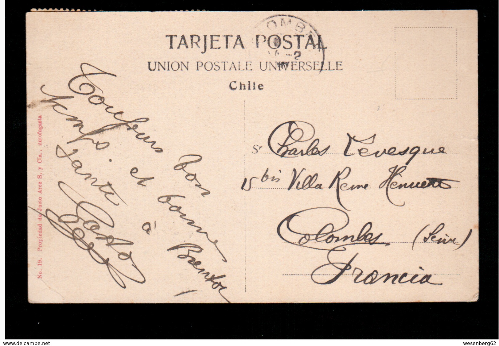CHILE Antofogasta Muelle De Pasajeros Ca 1910 OLD POSTCARD 2 Scans - Cile