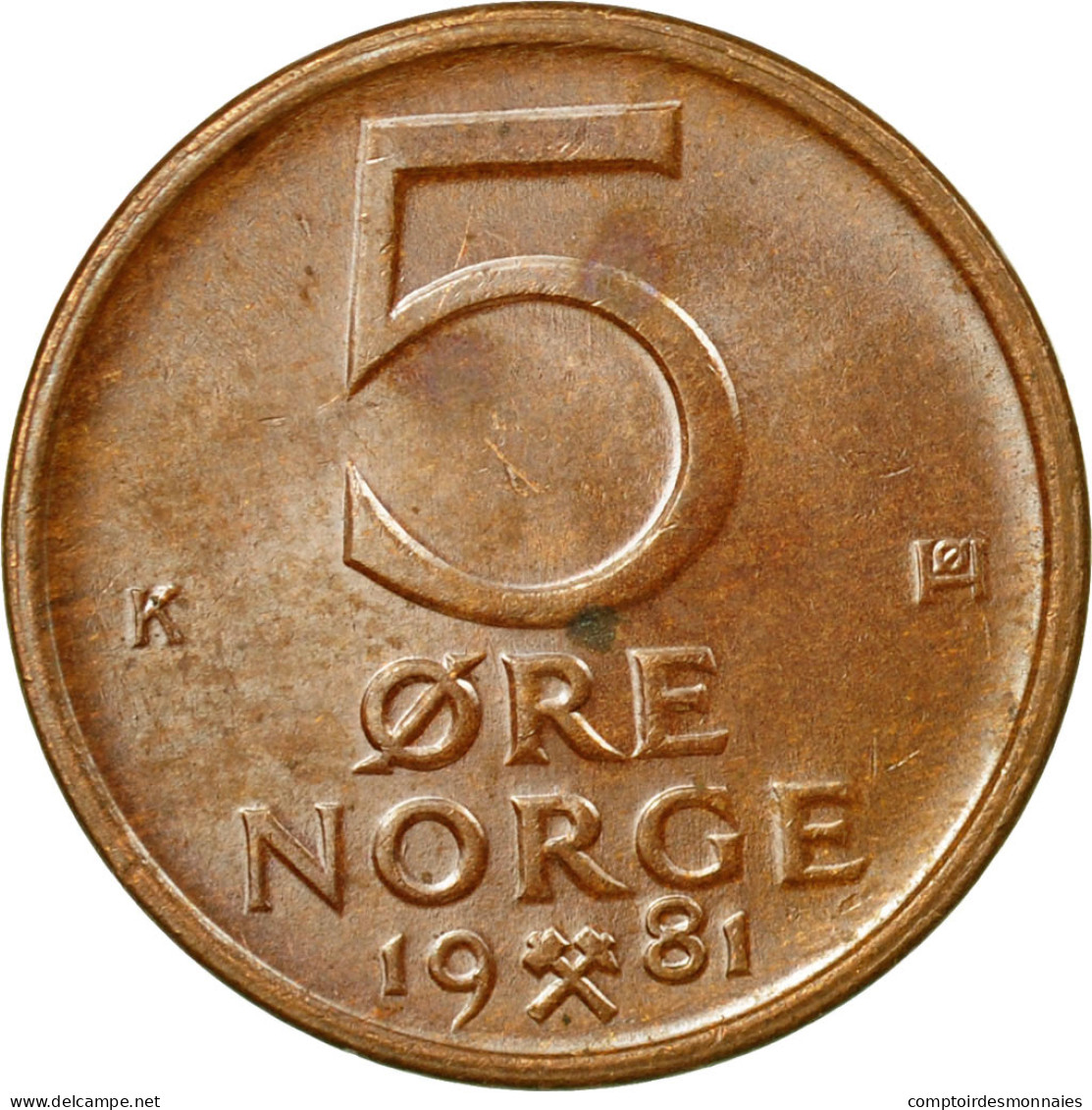 Monnaie, Norvège, Olav V, 5 Öre, 1981, TTB, Bronze, KM:415 - Norvège