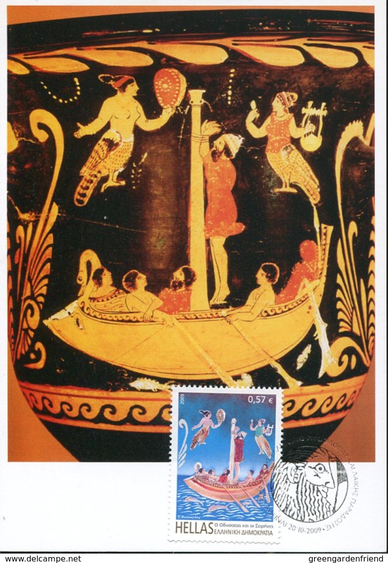 39723 Greece, Maximum 2009 ,  Archeology, Mythology, Odysseus And The Sirens - Cartoline Maximum